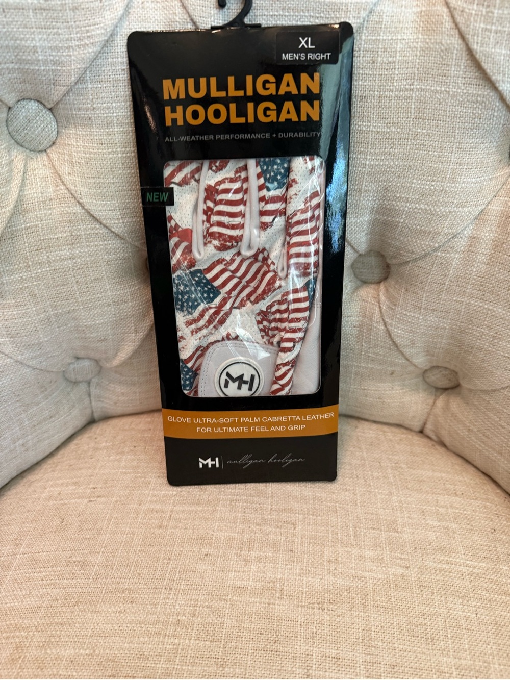 Men's XL Right Hand Golf Glove - American Flag Red/White/Blue